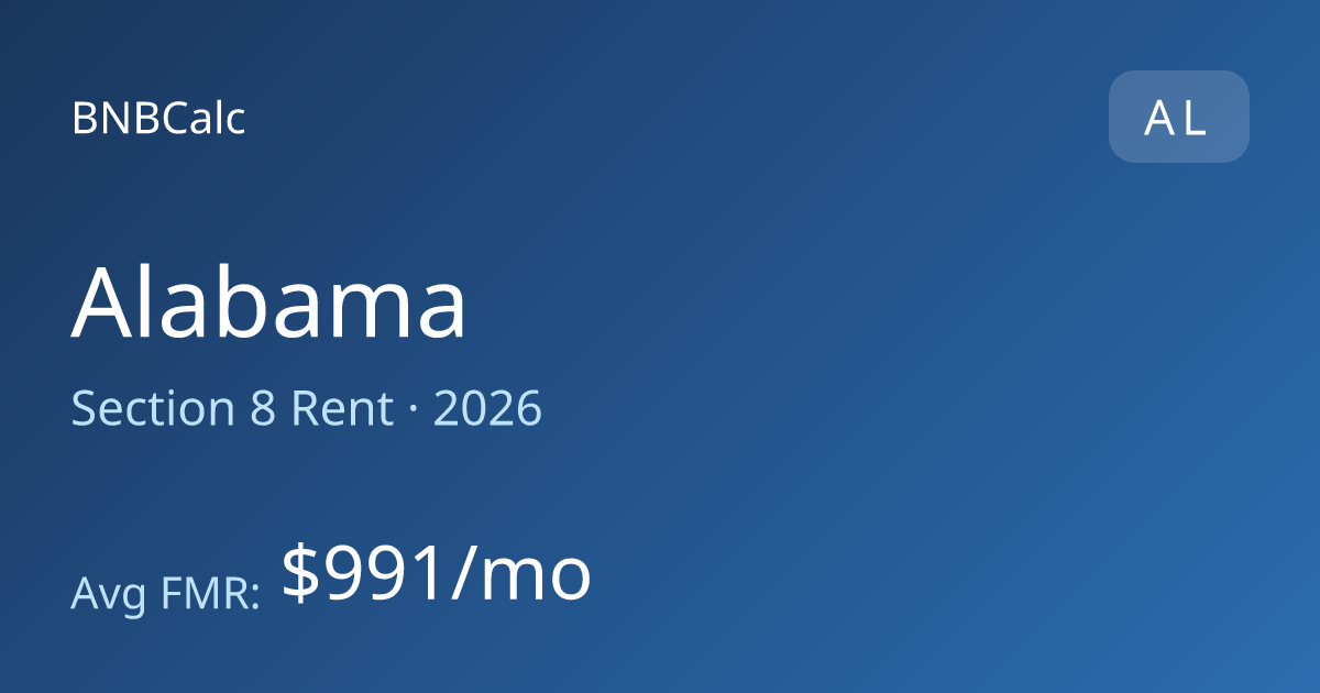 2026 Section 8 Rent Amounts in Alabama | Voucher Amounts by City | BNBCalc