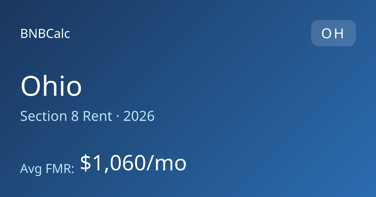 2026 Section 8 Rent Amounts in Ohio | Voucher Amounts by City | BNBCalc